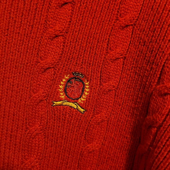 Tommy Hilfiger Red V-neck Knitted Pullover Sweater - Picture 2 of 7